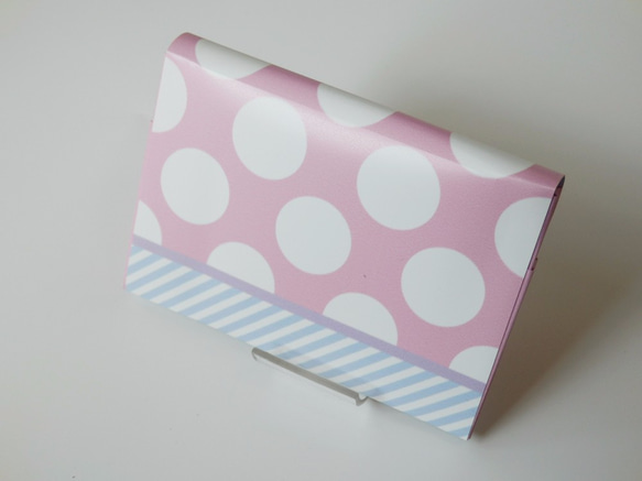 paper cardcase　水玉ストライプ　ピンク 2枚目の画像
