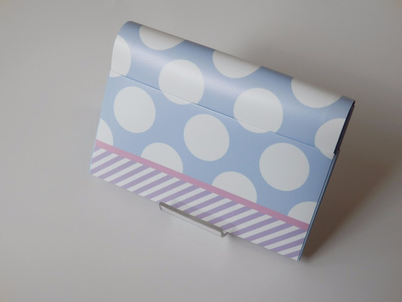 paper cardcase　水玉ストライプ　水色 1枚目の画像