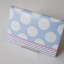 paper cardcase　水玉ストライプ　水色 2枚目の画像