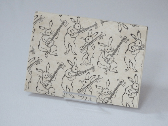 紙のカードケース　鳥獣戯画　「戯画三味線」 2枚目の画像