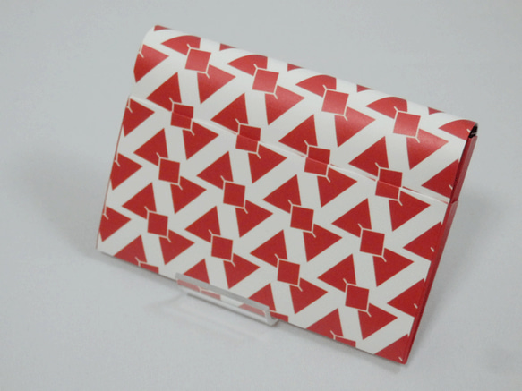 紙のカードケース　リボン（赤×黒） 1枚目の画像