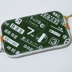 ダブルファスナーコインケース「国鉄文字風　橙×緑」　 2枚目の画像