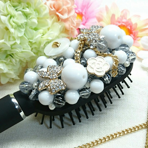 ホワイトパールデコレーションくし デコくし カラフルデコ その他雑貨