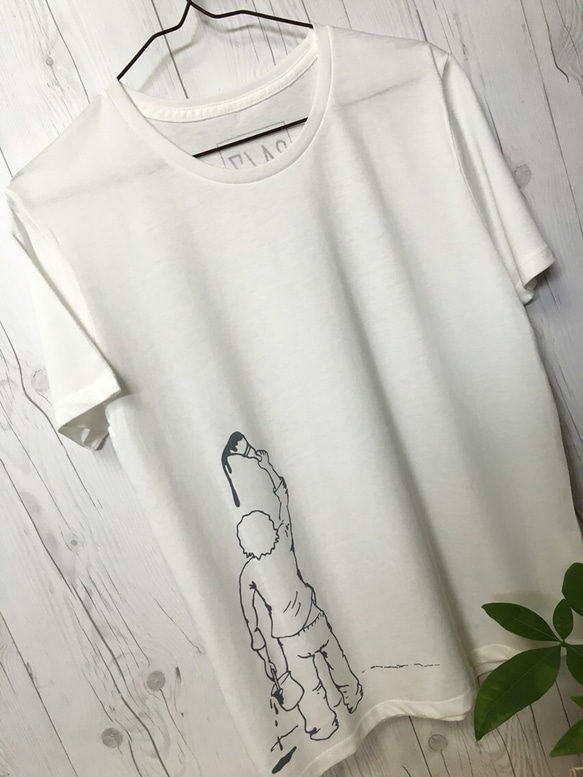 Tシャツ【メンズＳ】在庫のみ再販なし!!細身シルエットＴシャツ(オフホワイト）／メンズTシャツ 白T メッセージ 5枚目の画像