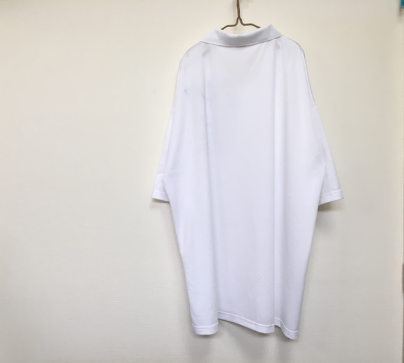 着るとめっちゃ可愛い♡ビッグポロシャツ《ホワイト》メンズ5XL（6L）／ユニセックス 3枚目の画像