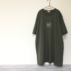 超ビッグＴシャツ《アーミーグリーン》チェックボックス メンズ5XL／ おしゃれ ロゴtシャツ 大人 シンプル レディース 2枚目の画像