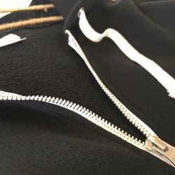上質素材!!シンプルダブルジップパーカー（ブラック)【メンズサイズ】大きめ レディース 羽織り 4枚目の画像