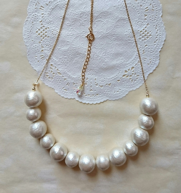 k14gf＊cotton pearl＊wide neck.～コットンパールネックレス(広め) 1枚目の画像