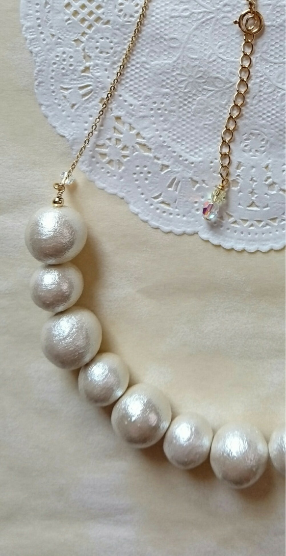 k14gf＊cotton pearl＊wide neck.～コットンパールネックレス(広め) 2枚目の画像