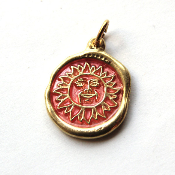 WaxSeal Jewelry 封蝋ネックレスチャーム 真鍮 太陽神～アマテラス～ シーリングワックス 2枚目の画像