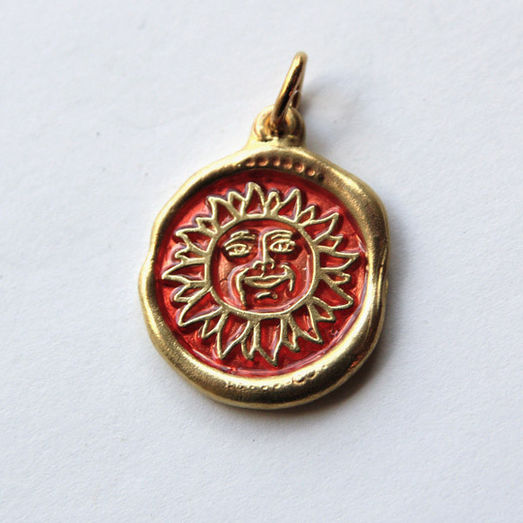 WaxSeal Jewelry 封蝋ネックレスチャーム 真鍮 太陽神～アマテラス～ シーリングワックス 3枚目の画像