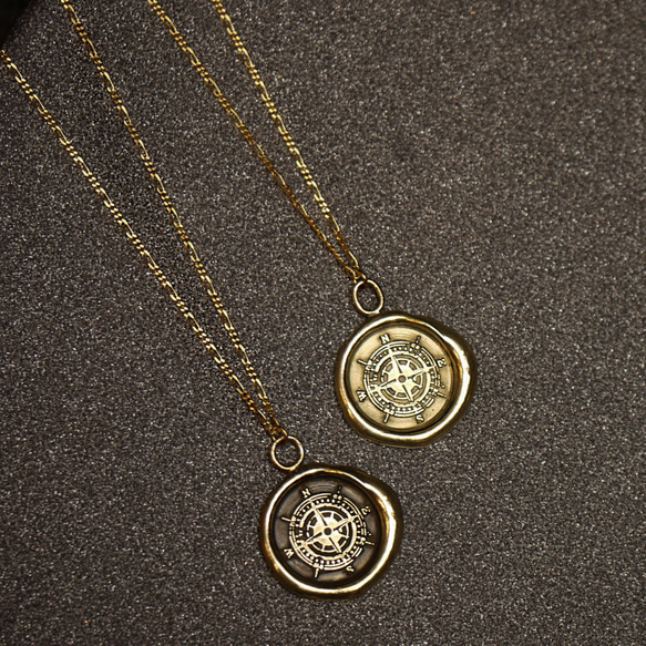 WaxSeal Jewelry 封蝋ネックレスチャーム 真鍮 羅針盤 シーリング