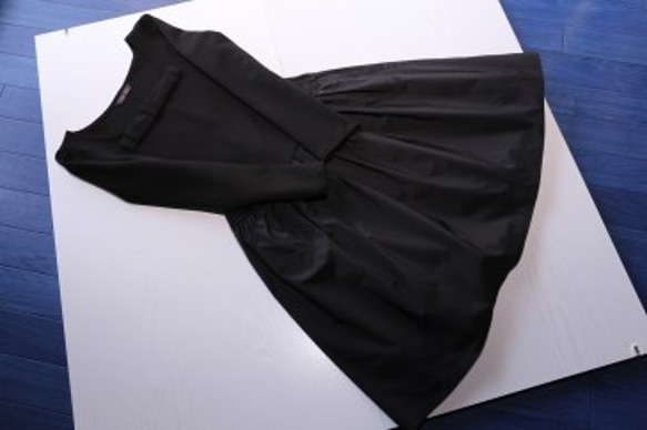 リボングレースの長袖ワンピ　ブラック　38（9号）（370841） 4枚目の画像