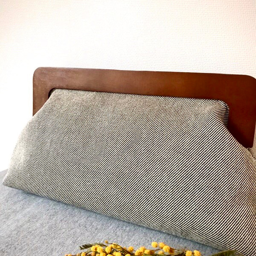 手刺繍 クラッチバッグ ウッドハンドル ボタニカル クラッチ 