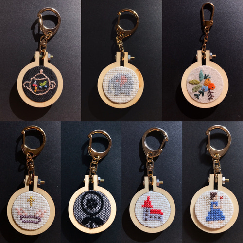 ハンドメイド　刺繍フレーム　刺繍チャーム mini刺繍枠キーホルダー 王冠 その他雑貨 HARITOITO 通販 8829144