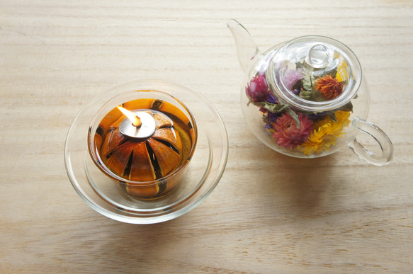 ピュアアロマオイルキャンドル　オレンジ　香り選べます。 Pure-Aroma Oil Candle 1枚目の画像