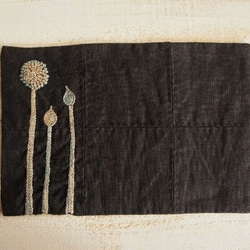 刺繍・パッチワーク ティーマット ブラック ねぎぼうずa 2枚目の画像