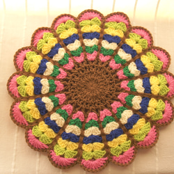 SAEL*お花のフワフワ円座クレイジーパターンレトロC 1枚目の画像