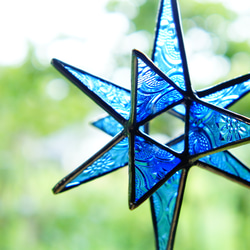 青い硝子の星の煌き＊立体サンキャッチャー　sｂ 2枚目の画像