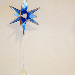青い硝子の星の煌き＊立体サンキャッチャー　sｂ 5枚目の画像