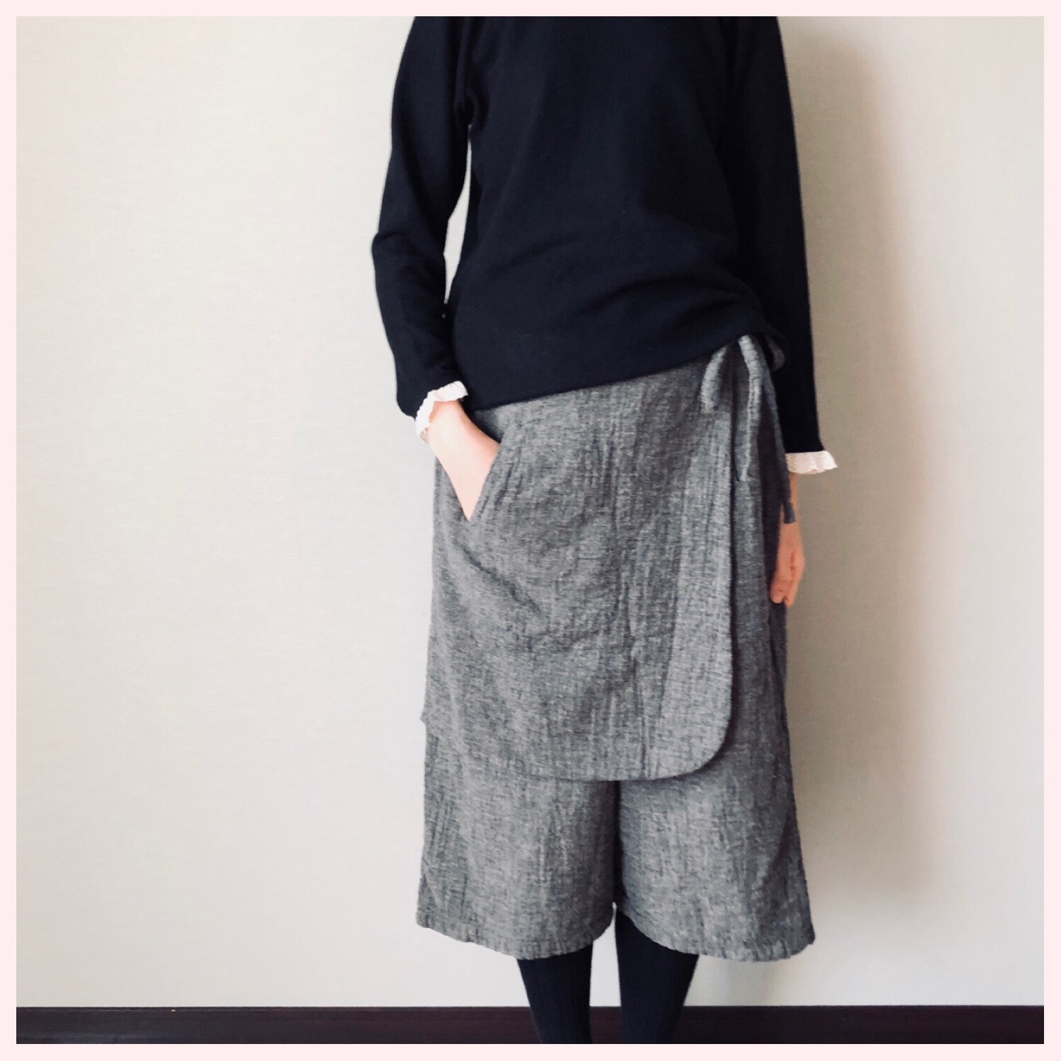 お買い得商品特集 - 販促エクスプレス 前エプロン付きパンツ(グレー) キュロット・ワイドパンツ Ito パンツ