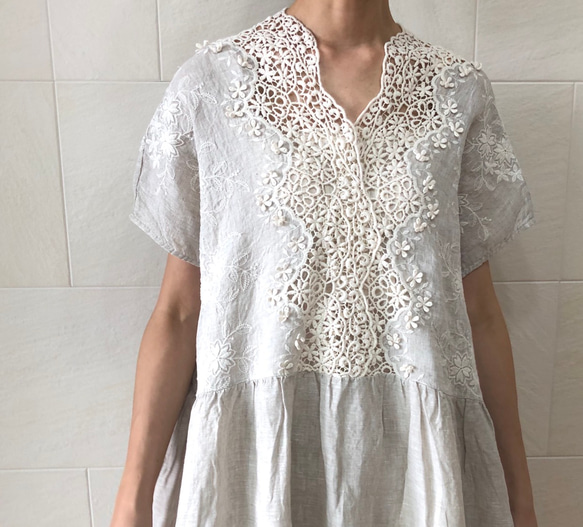 Vネックレースワンピース(生成) 9枚目の画像