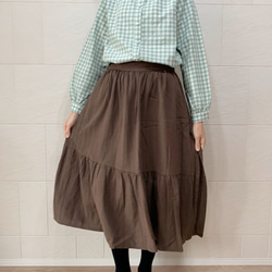 二重横切りスカート(brown) 3枚目の画像