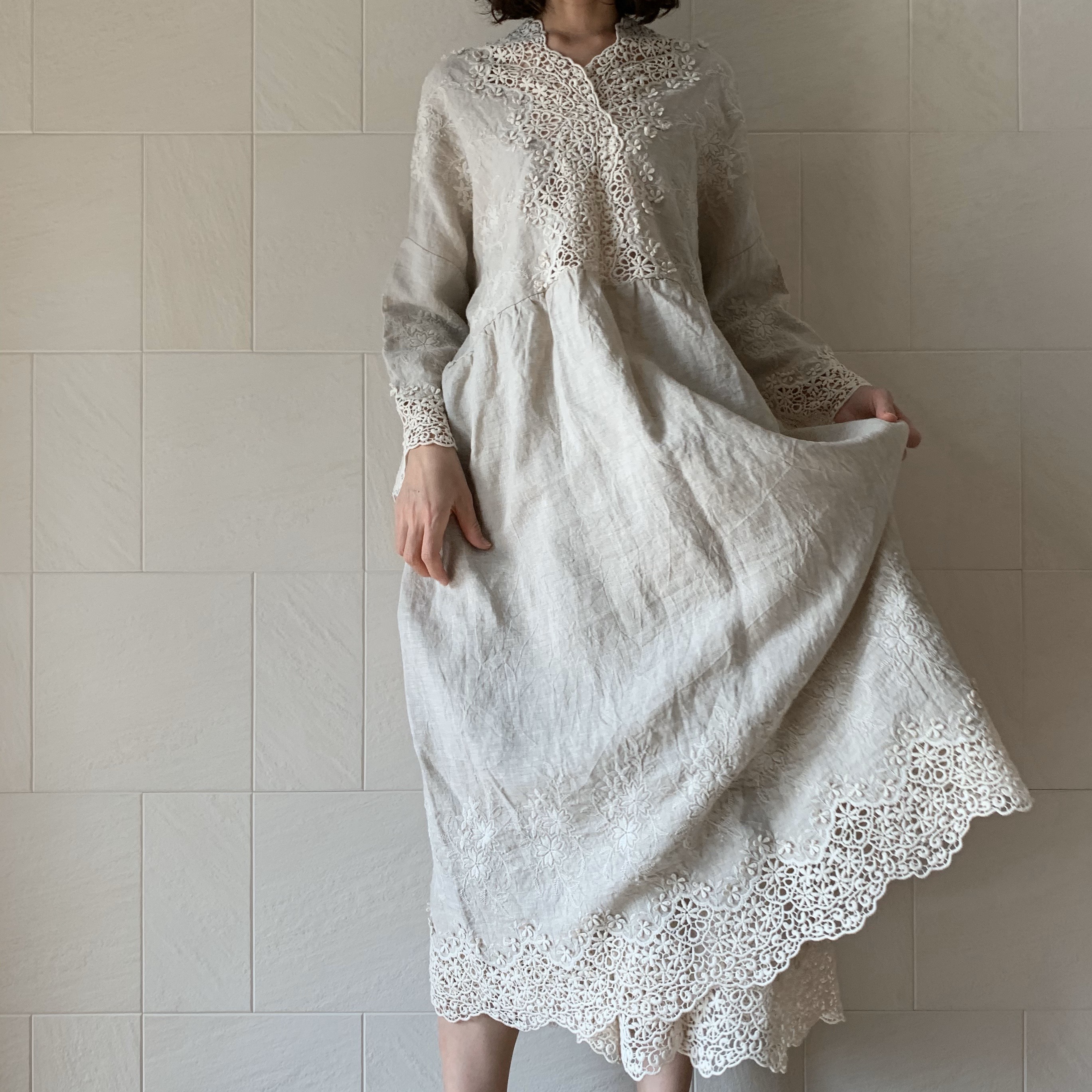 【美品】　ito チュニック リネン 工房 レース hari