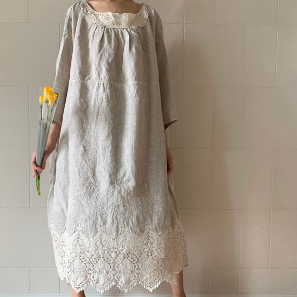 レース.モチーフリネンワンピース ワンピース Ito-hari 通販 8532409