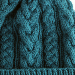 メリノ アラン模様の帽子（緑がかった青）M ～L 6枚目の画像