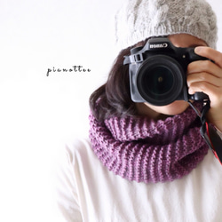 ふんわりやわらか ガーター編みのスヌード(紫) 2枚目の画像