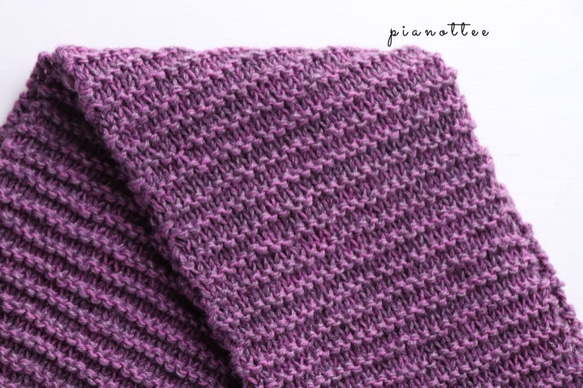 ふんわりやわらか ガーター編みのスヌード(紫) 4枚目の画像