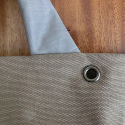 アンティーク加工の帆布に革の持ち手バッグ（ライトグレー） 4枚目の画像
