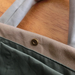 アンティーク加工の帆布に革の持ち手バッグ（ライトグレー） 5枚目の画像