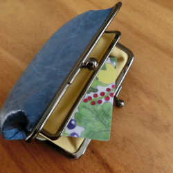 仕分けができるヤギ革がま口財布 （ブルー） 2枚目の画像