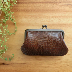 f 7010さま専用【ヴィンテージ感漂う本革】がま口折財布　ブラウン　ミニマル RafiCaro（ラフィカロ） 長財布 レディース がま口 革 ブランド 財布