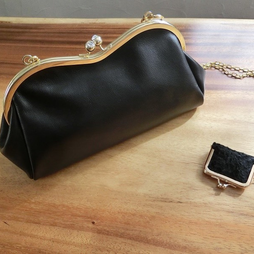 福袋セット 二つ山の2WAYの本革がま口バッグ＆ミニがま口ケース  