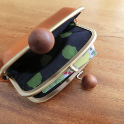 木玉のかわいい二つ口がま口財布(ブラウン） 4枚目の画像