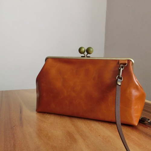 抹茶木玉のレザーがま口バッグ ショルダーバッグ Niger（ニゲル） 通販