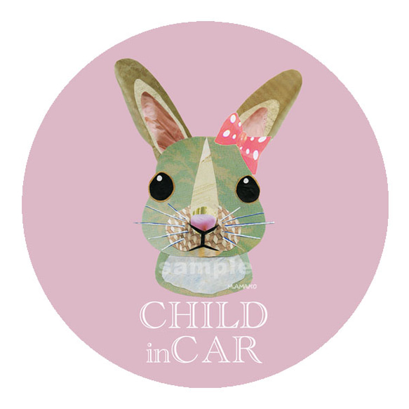 CHILD in CAR ステッカー《ウサギ／おリボン》 1枚目の画像