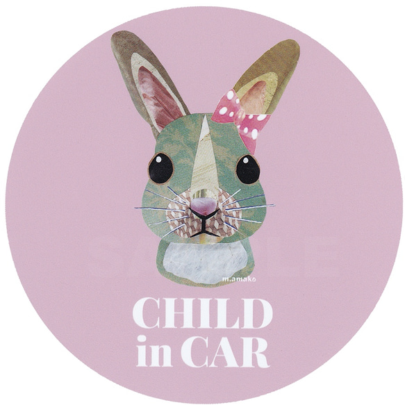 CHILD in CAR マグネットステッカー《おリボンウサギ》 1枚目の画像