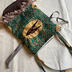 アフリカ布の巾着[つばめ] 5枚目の画像