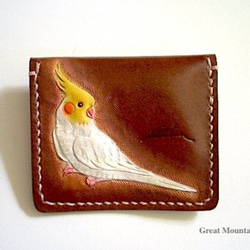 オカメインコ　インコ　革 コインケース 鳥 レザー プレゼント インコグッズ 鳥グッズ 2枚目の画像