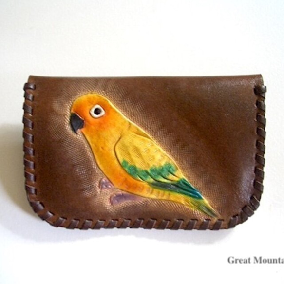 メキシコインコ コガネメキシコ レザー 小銭入れ プレゼント 鳥 革