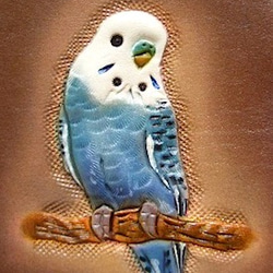セキセイインコ 革 カードケース インコ 鳥 プレゼント レザー 2枚目の画像