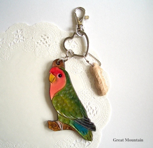 コザクラインコ インコ 革 インコグッズ バッグ チャーム 小桜 鳥 レザー