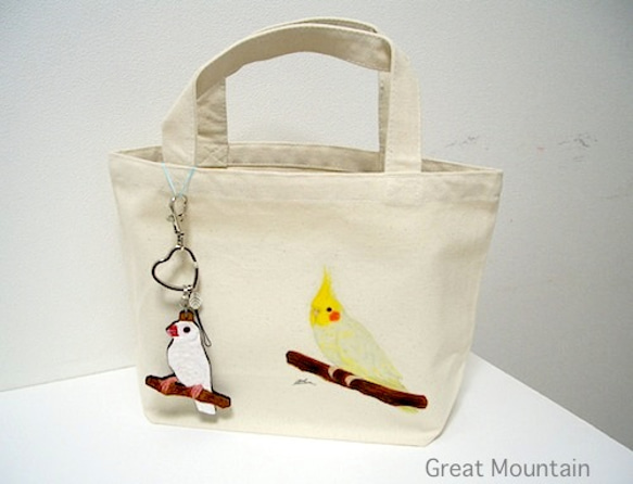 Java sparrow Leather Charm Bag Bird Goods 白色 Java Sparrow Bird G 第2張的照片