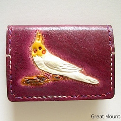 オカメインコ インコ 革 鳥グッズ レザー カードケース プレゼント インコグッズ 4枚目の画像