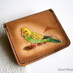 セキセイインコ 革 コインケース 鳥 レザー インコ プレゼント インコグッズ 鳥グッズ 3枚目の画像