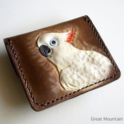 オウム バタン 革 コインケース 鳥 レザー 白色オウム プレゼント インコグッズ 鳥グッズ 3枚目の画像